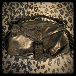 Michael Kors pewter metallic shoulder bag